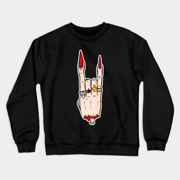 Goth FIngers - Evil Snail Sign Crewneck Sweatshirt by Squeeb Creative